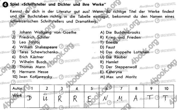 ГДЗ Німецька мова 10 клас сторінка Стр54 Впр4